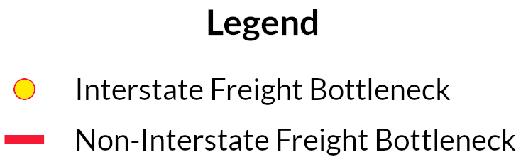 Legend for interstate and non-interstate bottlenecks shown in the map